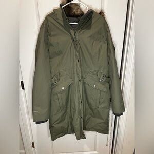 Eddie Bauer Army Green Women’s Down Parka Jacket Weatheredge Size T2XL